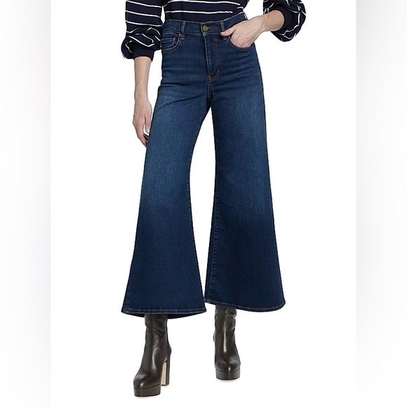FRAME Le Palazzo Crop Wide Leg Jeans Size 26 Moonflower Dark Wash